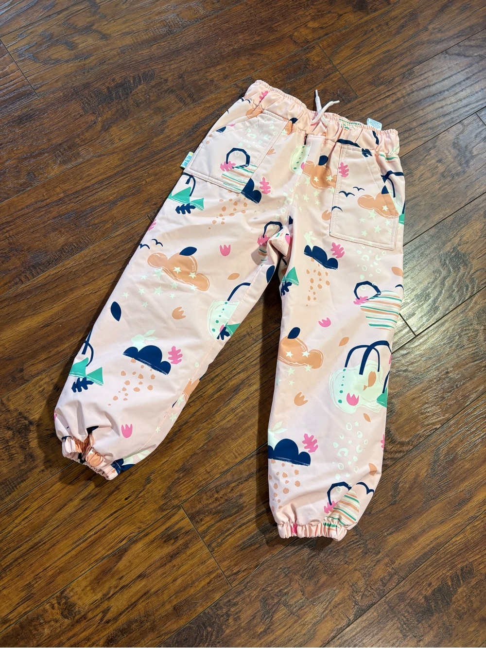 Jan & Jul girls size 4T pull on snow fleece lined snow printed snow pants